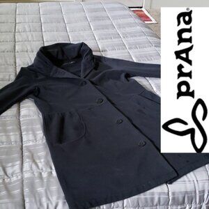 Prana Long Black Unlined Lightweight Coat in Size XLarge
